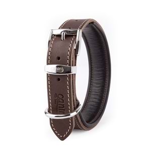Canini Yağlı Deri Kahverengi Köpek Tasması 4 Cm 54-64 Cm Xl