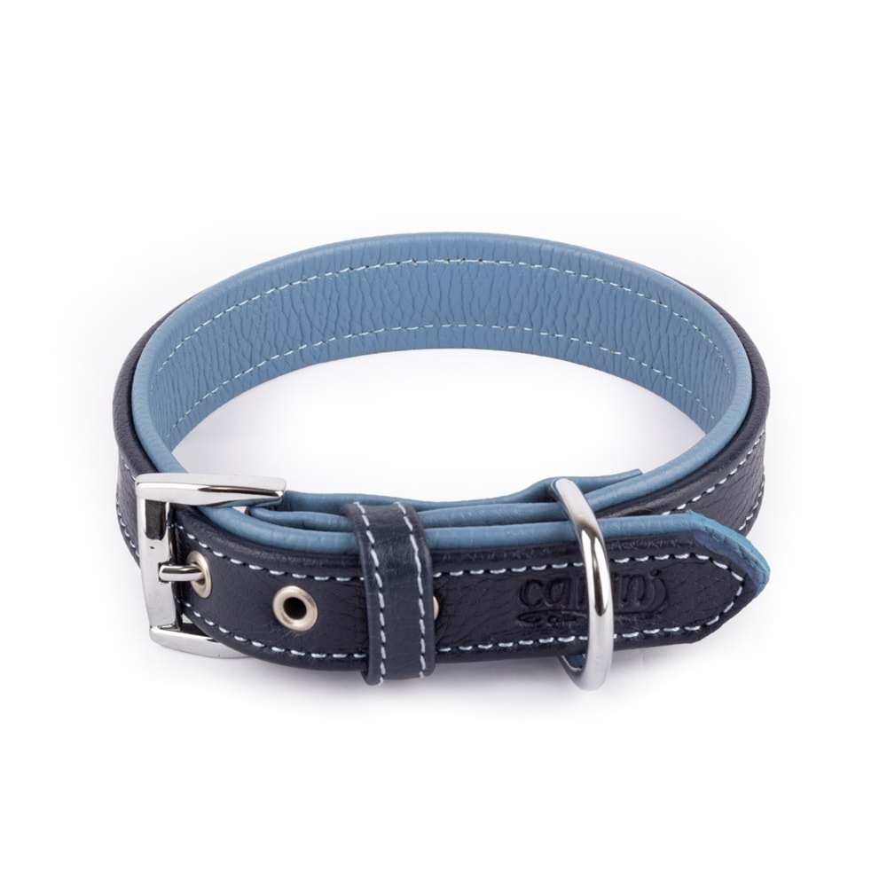 Canini Flotter Deri Laci-Turkuaz Köpek Tasması 3 Cm 38-47 Cm M