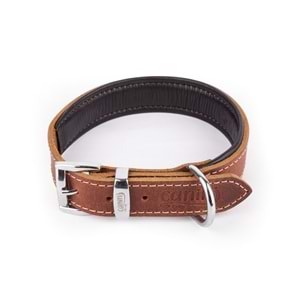 Canini Yağlı Deri Taba Köpek Tasması 2 Cm 29-37 Cm Xs