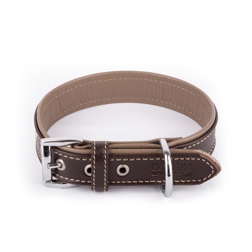 Canini Flotter Deri Kahve-Toprak Köpek Tasması 2,5 Cm 32-41 Cm S