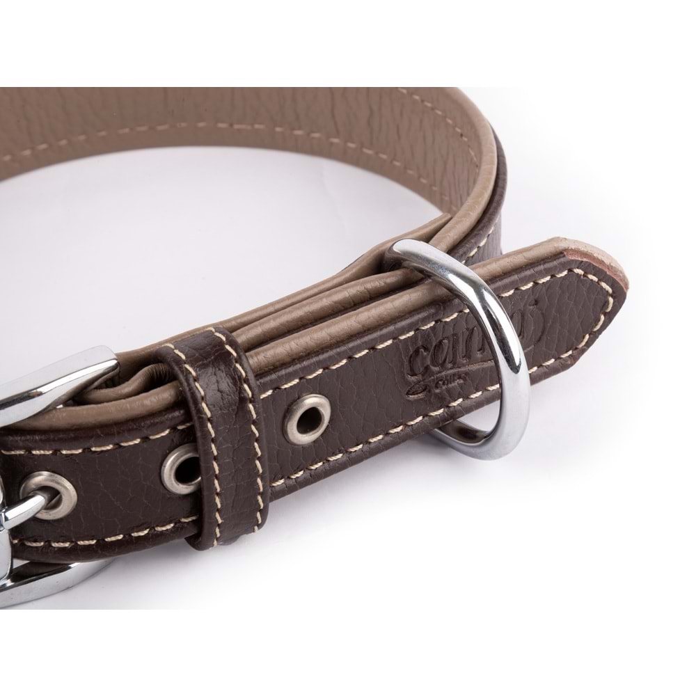 Canini Flotter Deri Kahve-Toprak Köpek Tasması 2,5 Cm 22-30 Cm Xxs