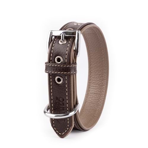 Canini Flotter Deri Toprak-Kahve Köpek Tasması 2,5 Cm 22-30 Cm XXS