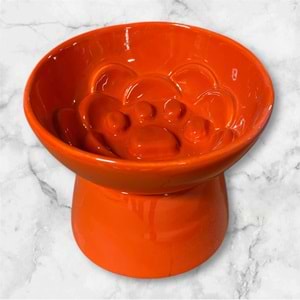 Ayaklı Seramik Yavaş Yeme Mama ve Su Kabı