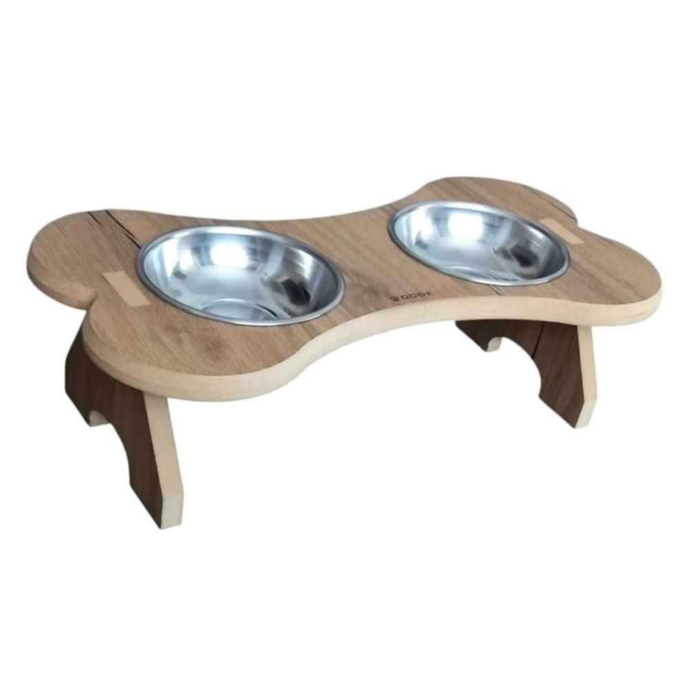 Ahşap Standtlı İkili Mama Kabı Büyük